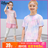 迪士尼女童短袖t恤2024夏装女孩速干半袖，t桖中大童装上衣