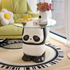 熊猫玻璃茶几客厅家用小户型现代简约透明圆形北欧创意网红茶桌