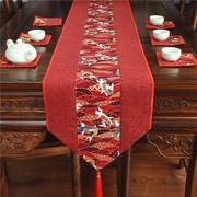 新中式桌旗0902g喜庆棉麻红色茶几结婚礼婚庆，风典茶席桌布