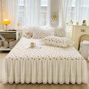 全棉夹棉加厚床裙纯棉韩版花边床罩枕套1.5米1.8m单双人床套单品