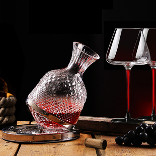 玻璃醒酒器家用葡萄酒红酒杯香槟杯红杆黑底家用玻璃红酒的醒酒器