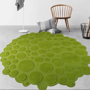 不规创则意艺术手工羊毛地毯客厅卧室样板间书房茶几圆形地垫晴纶