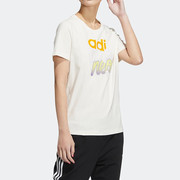 adidas阿迪达斯NEO短袖T恤女装2024运动服圆领上衣透气半袖