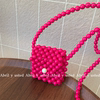夏季玫红色斜挎耳机包可爱(包可爱)自制百搭diy串珠包送教程材料包