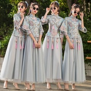 中国风伴娘服2021年中式新娘伴娘团结婚姐妹裙长款显瘦礼服