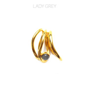 美国Lady Grey铜镀18K金多圈灰宝石戒指个性欧美夸张戒圈设计感