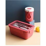 创意分格塑料饭盒日式便当，盒带餐具简约密封午餐盒学生带饭餐盒