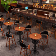 音乐吧餐酒吧桌椅，高脚吧台椅，组合实木北欧吧台吧椅