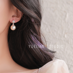 yuejian优雅主义~新娘，结婚耳饰珍珠耳钉，气质名媛高级感蚊香盘耳夹