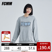 fcmm春季潮牌圆领卫衣logo情侣款设计感美式灰色，长袖女小个子上衣