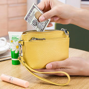 真皮多功能零钱包女士简约小巧钱包手拎拉链，硬币包钥匙包