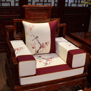 红木沙发坐垫中式实木家具，海绵垫套罗汉床垫子五件套刺绣椅垫定制