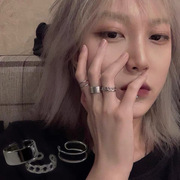 韩版复古戒指女套装925纯银ins时尚嘻哈小众个性简约开口指环男潮