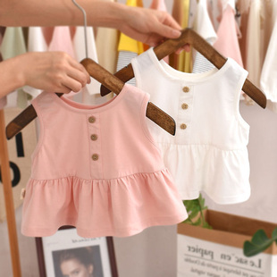 0-1-3岁婴儿t恤裙夏季短袖纯棉，吊带女宝宝背心女童幼儿童上衣