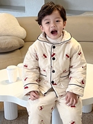 儿童睡衣秋冬男宝宝棉衣三层，加厚小童男孩，冬季珊瑚绒家居服套装