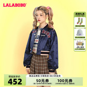 LALABOBO2022春缎面刺绣美式复古短款棒球服L22A-WSJW14