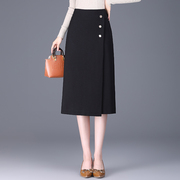 不规则黑色包臀裙时尚气质一步裙高腰显瘦中长半身裙秋季2023