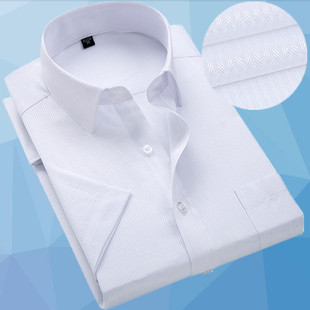 夏季白衬衫男短袖商务休闲职业，半袖衬衣正装，宽松加肥大码西装寸衫