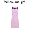紫色网纱吊带连衣裙女夏季立体花朵褶皱收腰裙子，纯欲包臀鱼尾长裙
