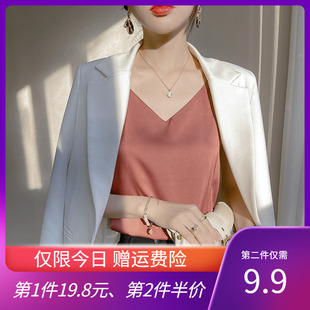 进口三醋酸真丝吊带背心，女夏桑蚕丝，百搭西服内搭丝滑绸缎美背上衣