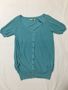湖绿色插肩款短袖针织开衫，t恤气质优雅知性百搭通勤ol
