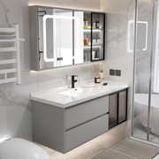 轻奢收纳浴室柜组合卫生间智能洗手脸盆柜现代简约洗漱台一体镜柜