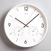 定制i日式钟表实木挂钟原木客厅带温湿度计的挂钟14英寸挂表北欧2
