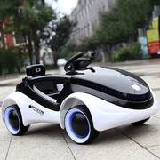 科幻儿童电动汽车四轮闪光带遥控可坐人男女宝宝摇摆充电玩具童车