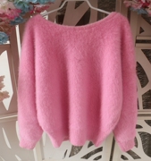 粉色圆领蝙蝠袖甜美百搭毛线衣加厚套头加绒温暖兔毛多种颜色
