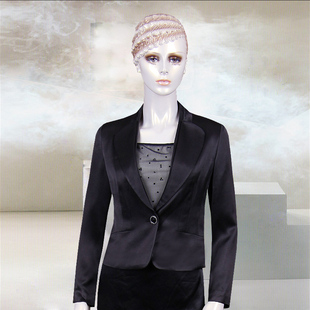 香港名师路黑色秋冬装西装短外套修身OL通勤亮黑色西装外套女