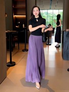 紫色雪纺半身裙女2024夏季高腰宽松遮肉漂亮减龄绝美气质长裙