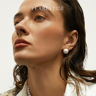 PEARLSTIGE珍珠系列 爱迪生18K金耳钉正圆经典大直径天然珍珠耳饰