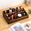 中式复古木质化妆品收纳盒家用梳妆台实木分格化妆盒桌面置物架