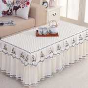 布艺茶几罩套蕾丝巾布盖布餐桌盖桌家用长方形全包套桌床头柜v
