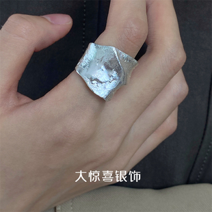 食指戒指男女纯银小众设计装饰开口宽版大夸张简约高级感时尚个性