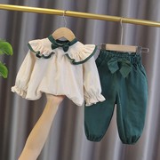 女宝宝洋气春装2衣服，1一4岁3周半女婴儿童装，小女孩春秋款两件套装