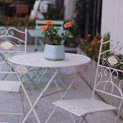 铁艺户外桌椅三件套休闲折叠茶几乡村做旧庭院，露台花园防生锈霉水