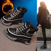 雪地靴女2023年冬季百搭厚底，增高东北大棉鞋，真皮加绒保暖靴子