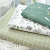 文艺复古森系格子绿色清新全棉斜纹床单枕套纯棉床品自由搭配