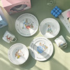 彼得兔骨瓷碗杯盘三件套儿童卡通餐具套装家用W伍家日式陶瓷