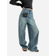 HONORE古月 续时髦丹宁 獨家水洗解构设计拖地裤茧型变色龙牛仔裤