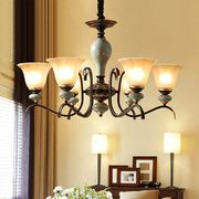 客厅吊灯铁艺陶瓷灯复古美式欧式奢华大气，灯饰卧室餐厅灯书房灯具