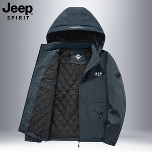 jeep吉普棉衣男冬季中年爸爸，装加绒加厚棉服，男士冬装休闲运动外套