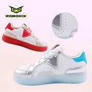ROBOKIX春季男女童发光鞋低帮革面板鞋充电亮灯鞋夜光鞋儿童休闲
