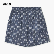 MLB男女情侣复古老花仿牛仔运动短裤百搭舒适24夏季SMM02