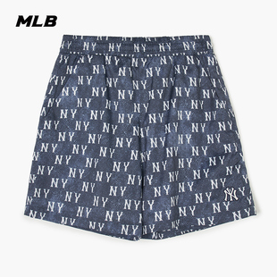 mlb男女情侣复古老花仿牛仔运动短裤百搭舒适24夏季smm02