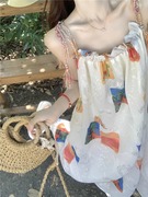 波西米亚风吊带连衣裙，女夏法式高级感仙气，小个子海边度假沙滩长裙