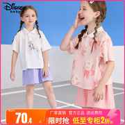 迪士尼童装女童短袖套装儿童夏季运动季POLO衫裙裤两件套潮