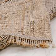 手工编织黄麻印度圆形地毯亚麻地垫草编打结北欧客厅阳台田园