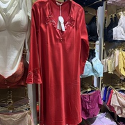 断码大红睡裙，收腰连衣裙绣花女式睡衣，可外穿